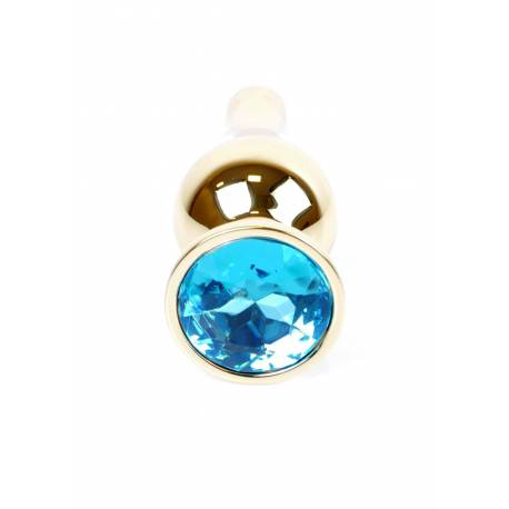 Plug-Jewellery Gold Butt Plug- Light Blue