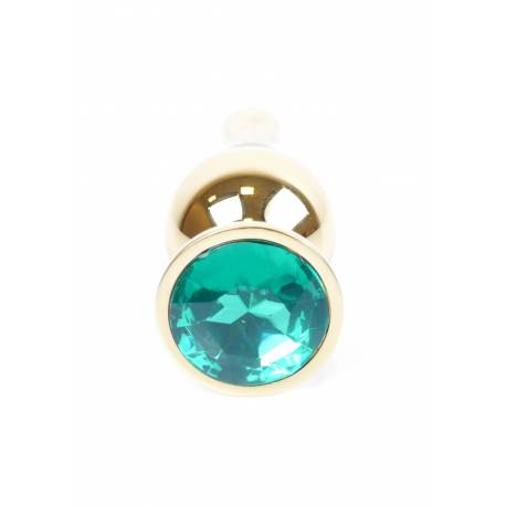 Plug-Jewellery Gold Butt Plug- Green