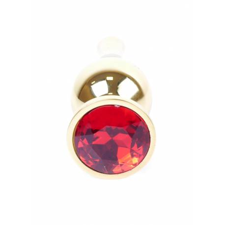 Plug-Jewellery Gold Butt Plug- Red