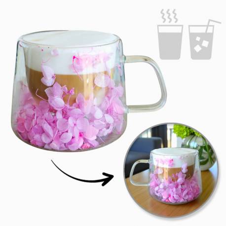 Szklanka Termiczna Z Hortensją W Środku 180 Ml 1Szt Pudełko Bez Logo Szk74S