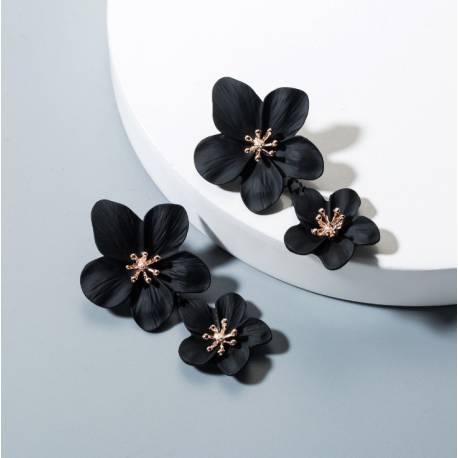 Kolczyki Przy Uchu Kwiaty Floral Podwójne K1487Cz