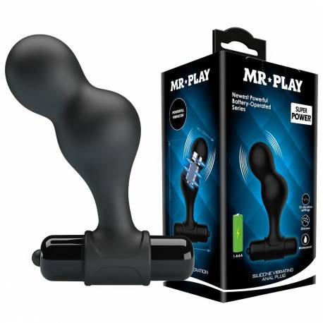Mr. Play Silicone Anal Plug, 10 Functions Of Vibration Black