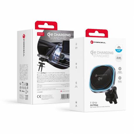 Forcell F-Grip Air Mag (F-07) Qi2 Uchwyt Z Ładowaniem Indukcjnym Do Kratki Kompatybilny Z Magsafe Srebrny
