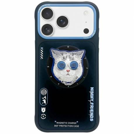 Nimmy Futerał Glasses Cool Cat Kompatybilny Z Magsafe Do Iphone 17 Pro Czarno Niebieski