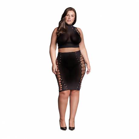 Kala Xxxvii - Two Piece With Turtleneck, Crop Top And Skirt - Plus Size