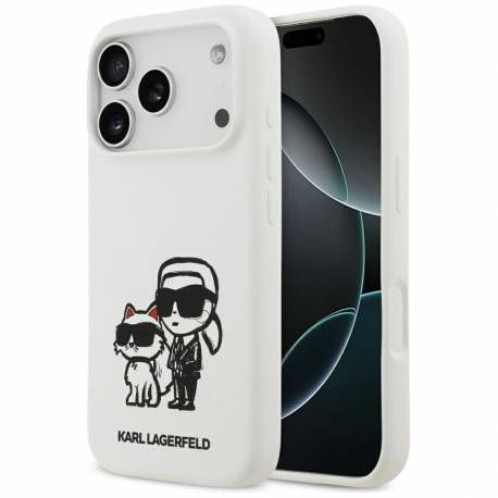 Karl Lagerfeld Futerał Do Iphone 17 Pro Kompatybilny Z Magsafe Klhmp17Lskcgrgoh (Silicone W/ K&c Sketch & Logo) Biały