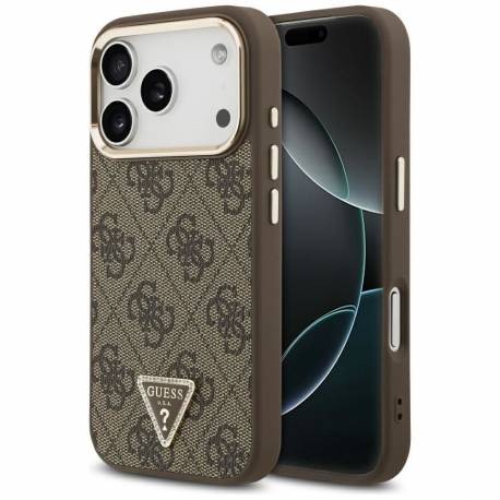 Guess Futerał Do Iphone 17 Pro Kompatybilny Z Magsafe Guhmp17Lp4Gtdgmw (4G Pu W/ Triangle Logo) Złoto Brązowy