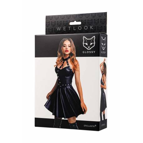 Glossy Marisa, Dress, Wetlook, Black, M